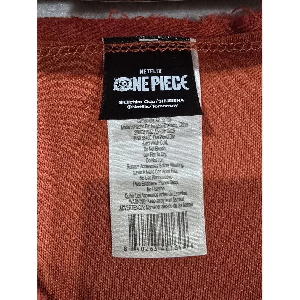 NEW Netflix One Piece Monkey D. Luffy Child Costume Vest Shorts Hat Large 10/12